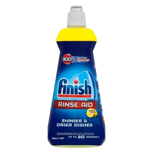 Finish Dishwasher Rinse Aid Shine Lemon 400ml – Glass Spot Prevention & Faster Drying – UK