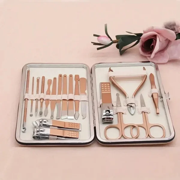 18-Piece Manicure Pedicure Nail Care Kit – Professional Cuticle Clipper Set with Case for Men & Women – Grooming Gift Set - Image 2