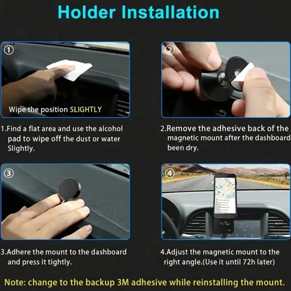 Universal Magnetic Car Phone Holder – 360° Dashboard Mount Stand for All Smartphones - Image 7